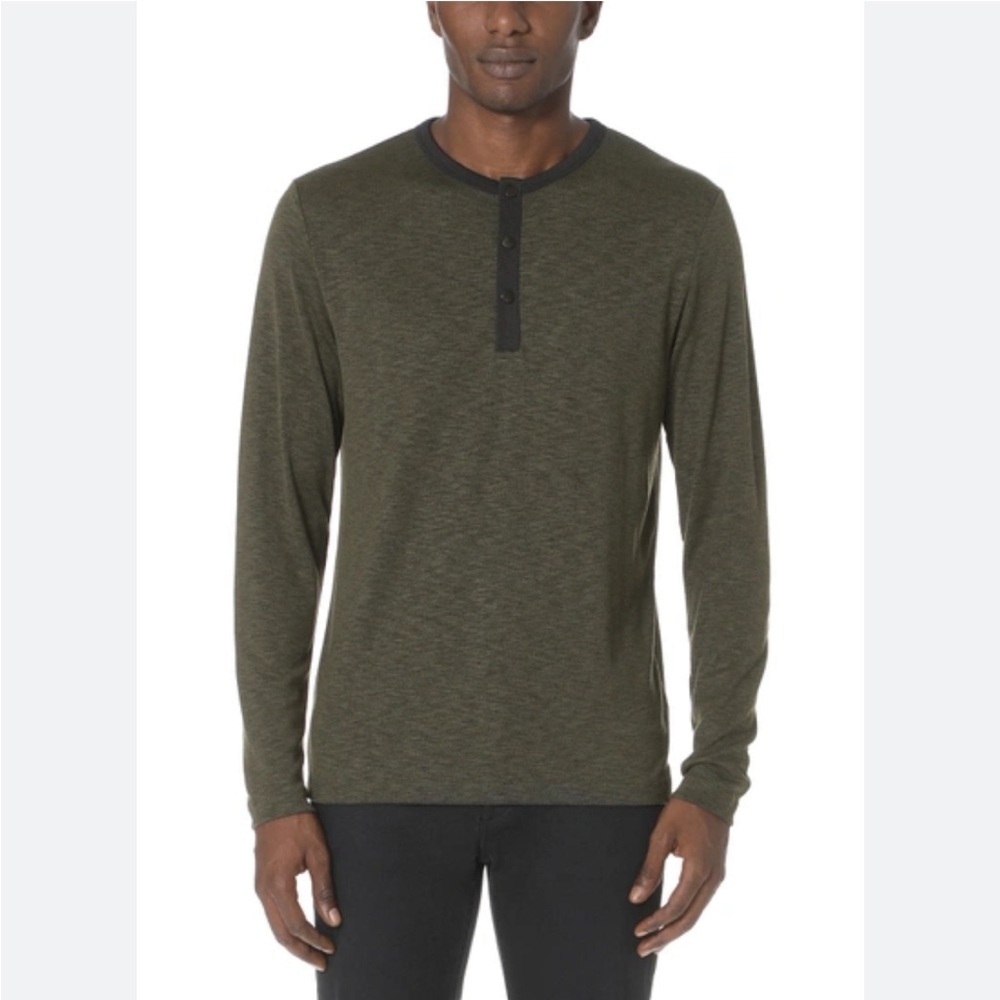 Theory Men’s Ringer Snap Henley Long Sleeve